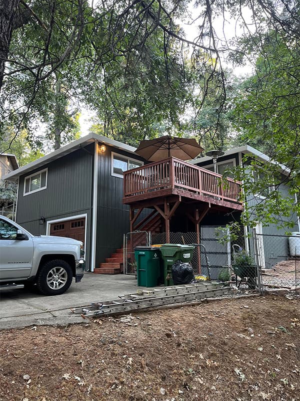Freshly painted residential home with deck and stairs in El Dorado Hills, CA